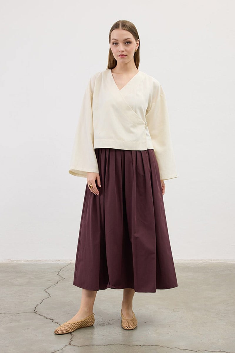 Sık Pileli Etek Mürdüm