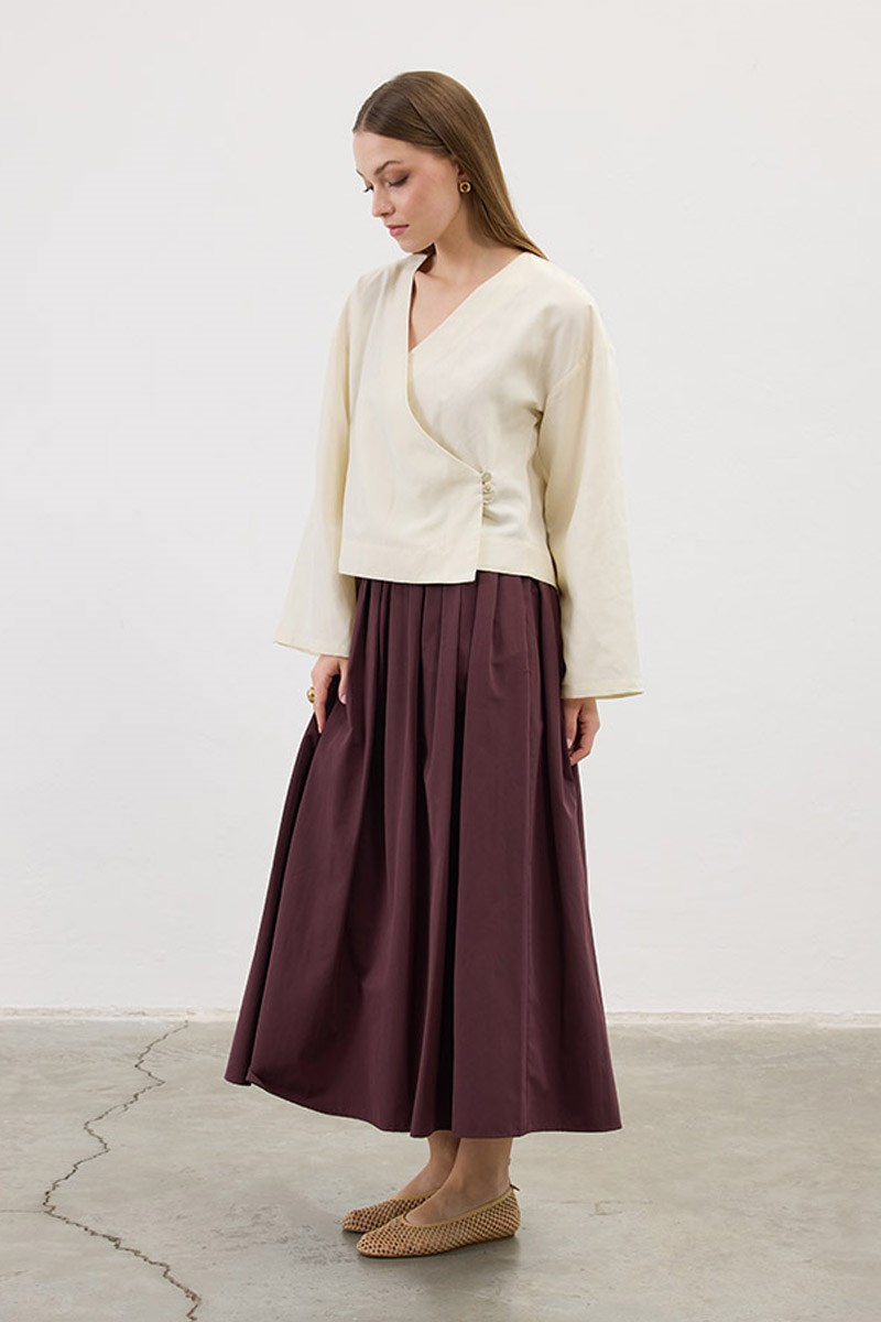 Sık Pileli Etek Mürdüm