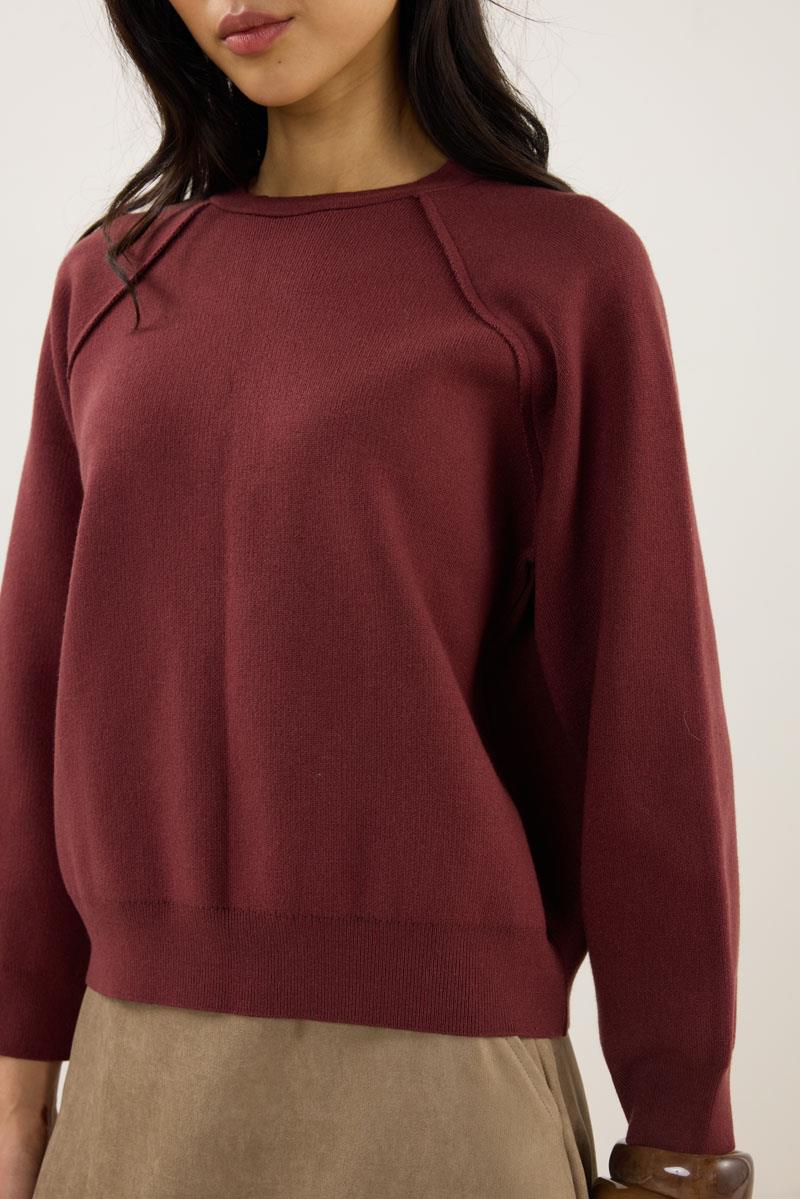 Sıkı Örme Triko Kazak Koyu Kiremit