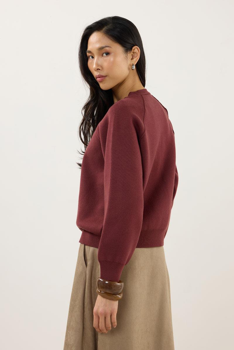 Sıkı Örme Triko Kazak Koyu Kiremit