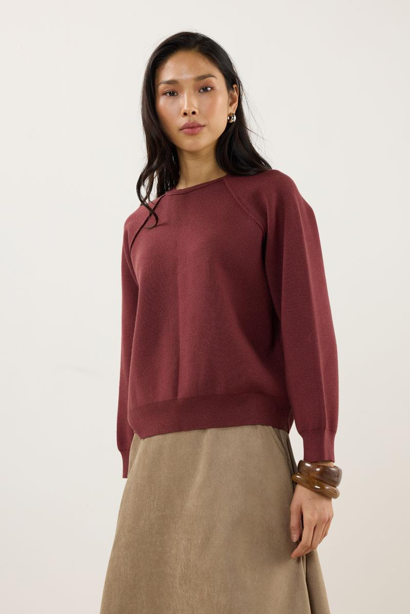 Sıkı Örme Triko Kazak Koyu Kiremit