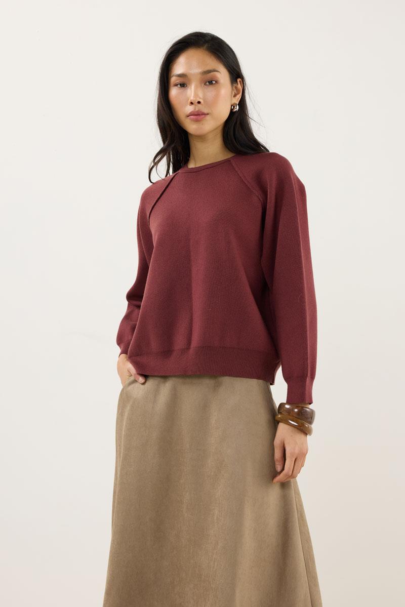 Sıkı Örme Triko Kazak Koyu Kiremit