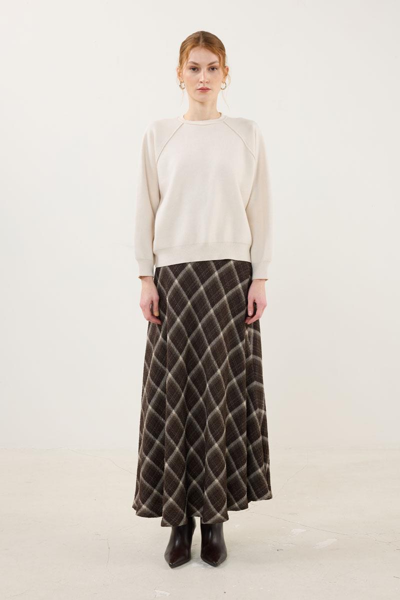 Sıkı Örme Triko Kazak Krem