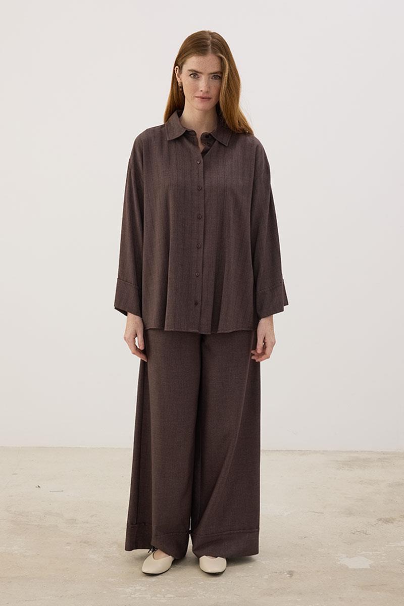 Sırtı Pileli Gömlek Acı kahve