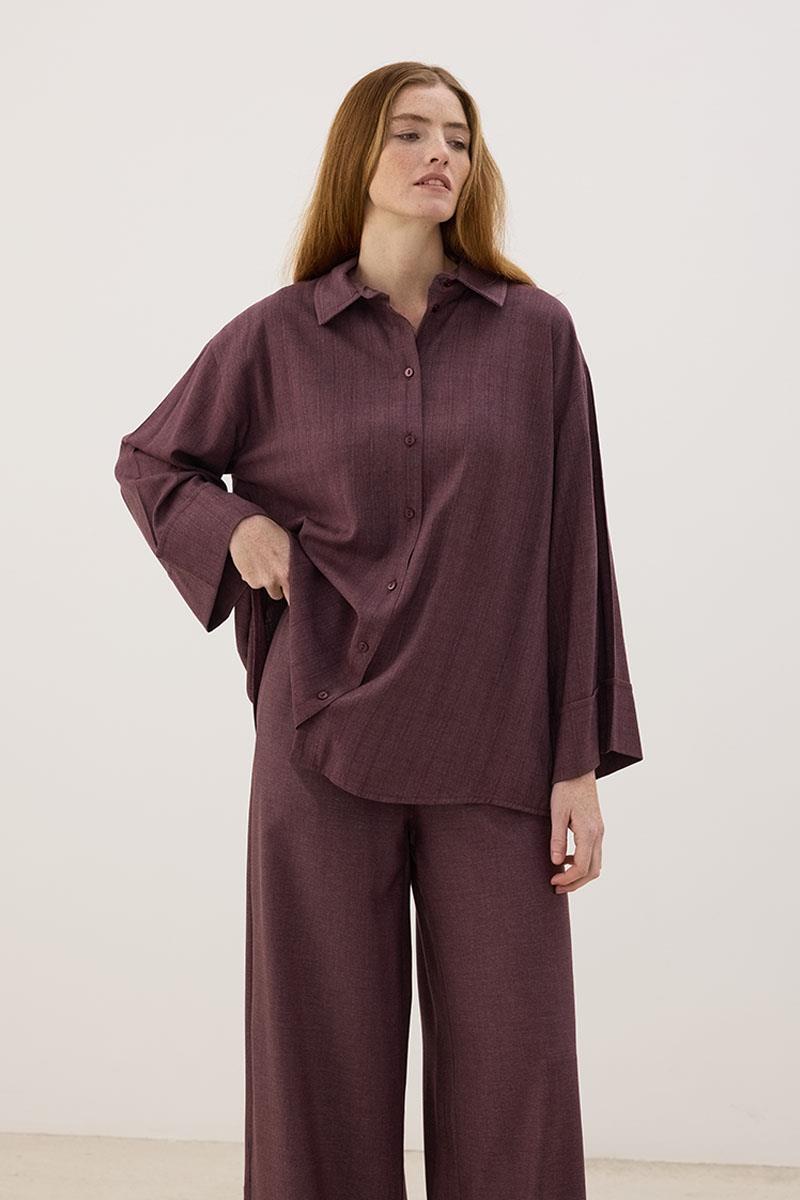 Sırtı Pileli Gömlek Mürdüm