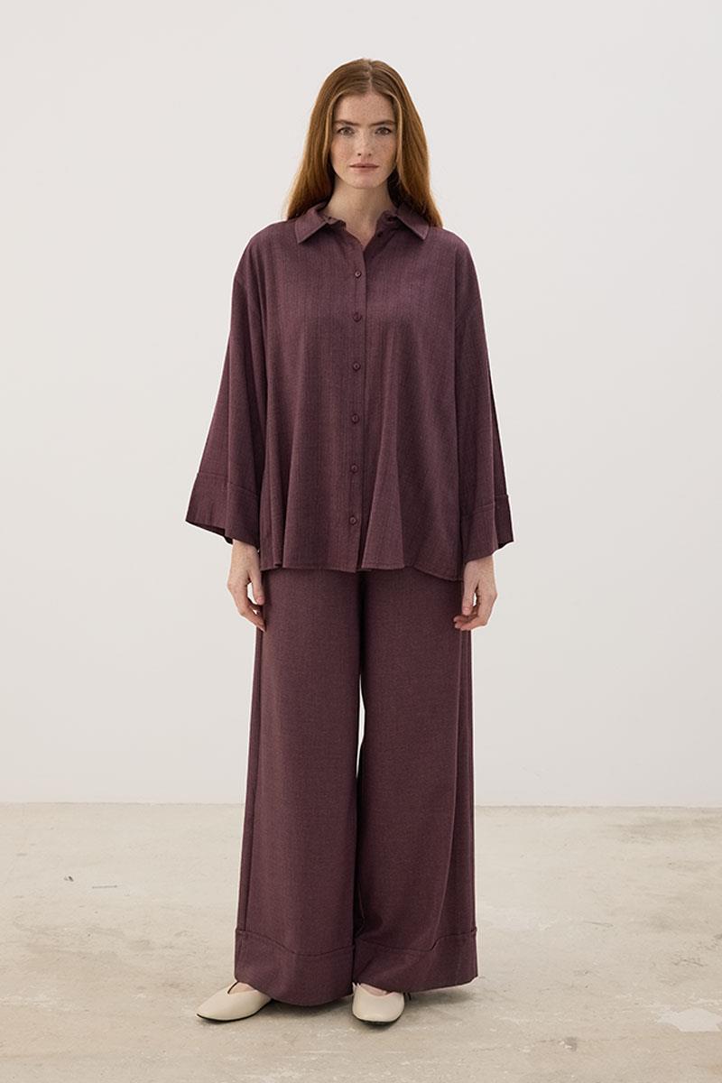 Sırtı Pileli Gömlek Mürdüm