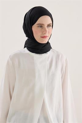 Siyah Pamuk Vual Crush Etek, Ekru Bluz, Siyah Şal Hazır Kombin