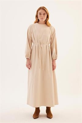 Soft Kanvas Elbise Krem