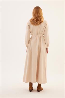 Soft Kanvas Elbise Krem