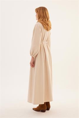 Soft Kanvas Elbise Krem