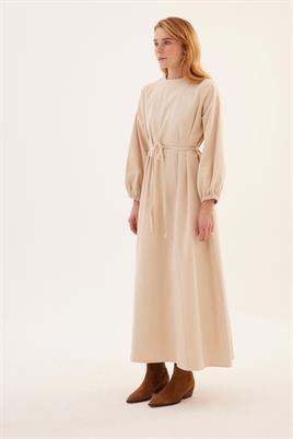 Soft Kanvas Elbise Krem