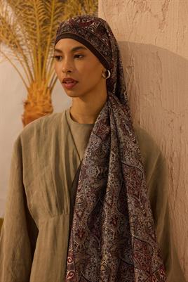 Soft Vual İpek Şal Bordo-Siyah