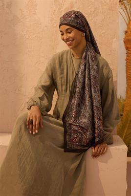 Soft Vual İpek Şal Bordo-Siyah