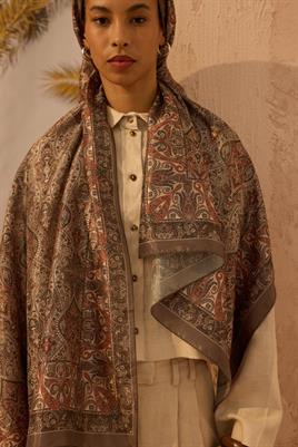 Soft Vual İpek Şal Haki