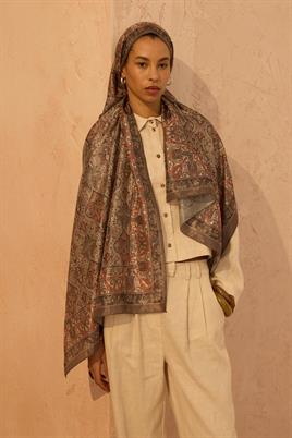 Soft Vual İpek Şal Haki