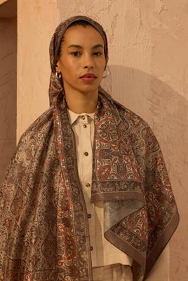 Soft Vual İpek Şal Haki