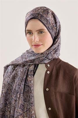 Soft Vual İpek Şal Hardal-Siyah