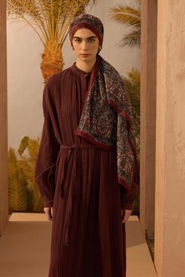 Soft Vual İpek Şal Koyu Bordo