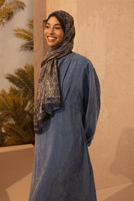 Soft Vual İpek Şal Lacivert