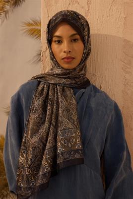 Soft Vual İpek Şal Lacivert