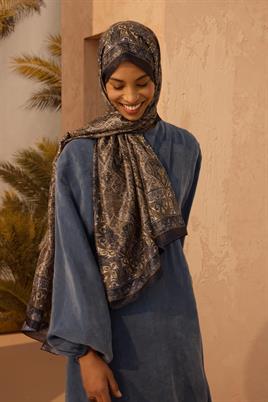 Soft Vual İpek Şal Lacivert