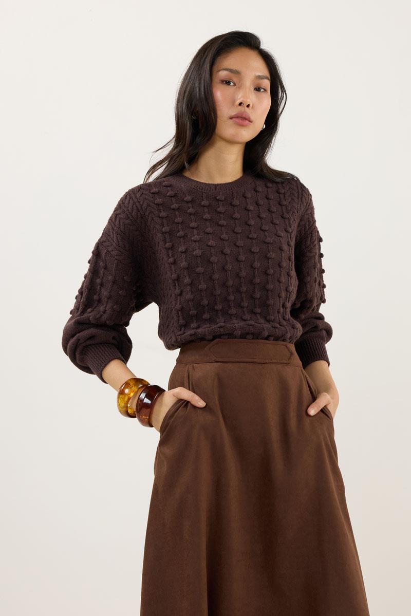 Süet Kloş Etek Acı kahve