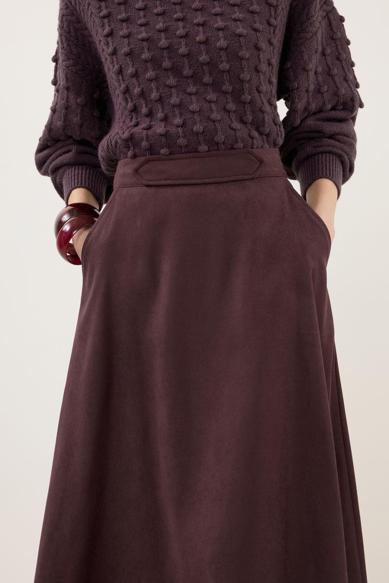 Süet Kloş Etek Bordo