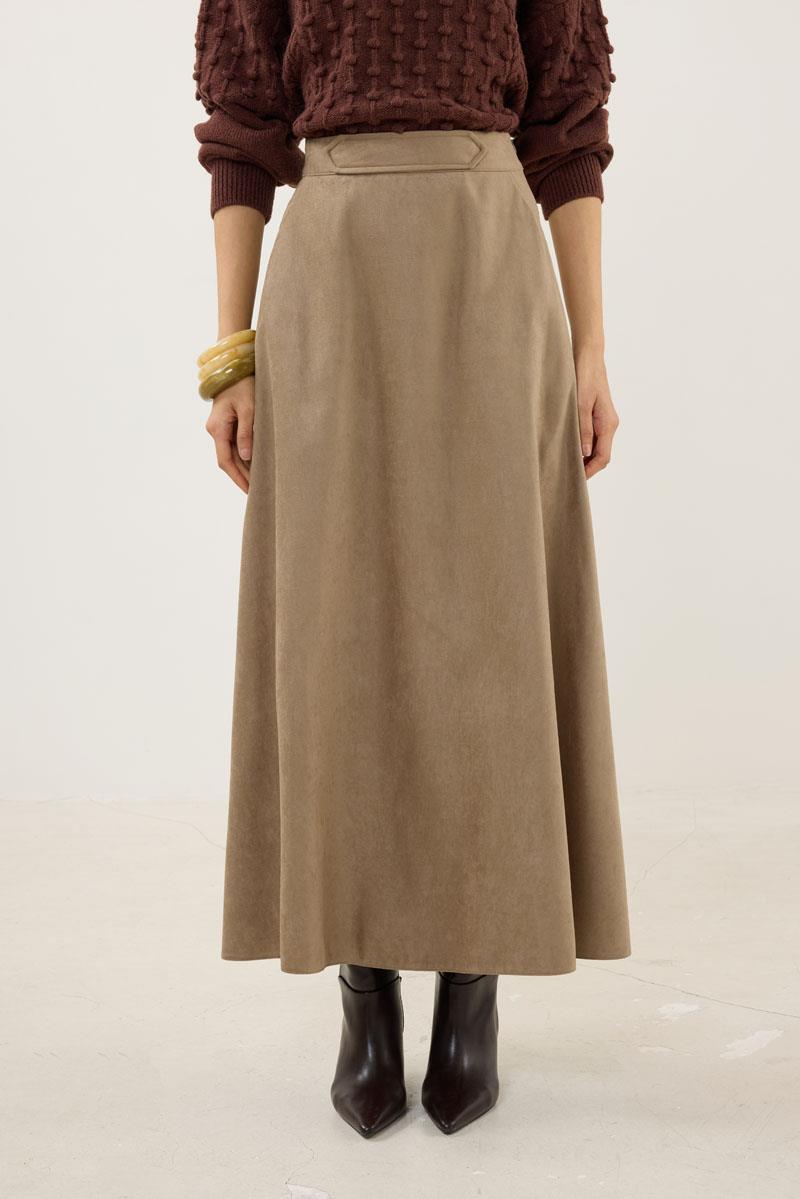 Süet Kloş Etek Vizon