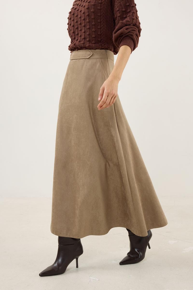 Süet Kloş Etek Vizon