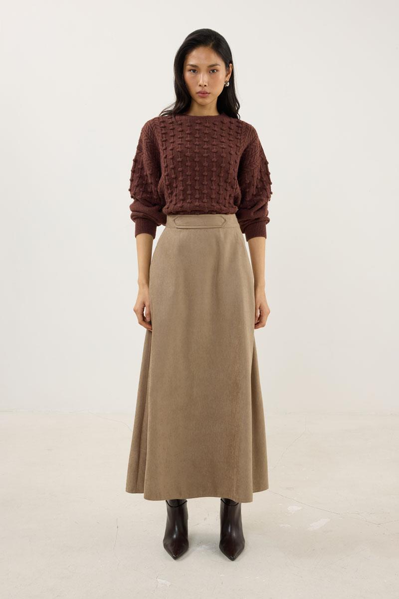 Süet Kloş Etek Vizon