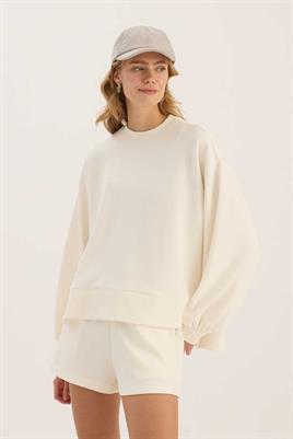 Sweatshirt Şort Ekru