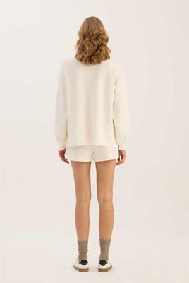 Sweatshirt Şort Ekru