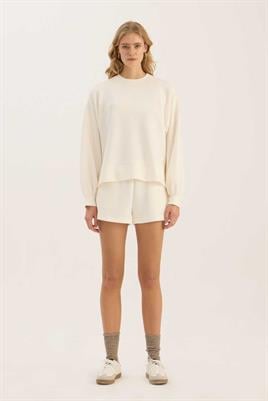 Sweatshirt Şort Ekru