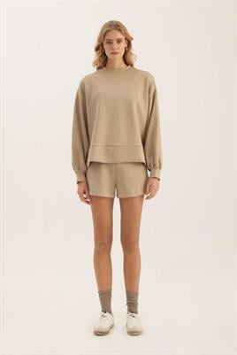 Sweatshirt Şort Koyu Vizon