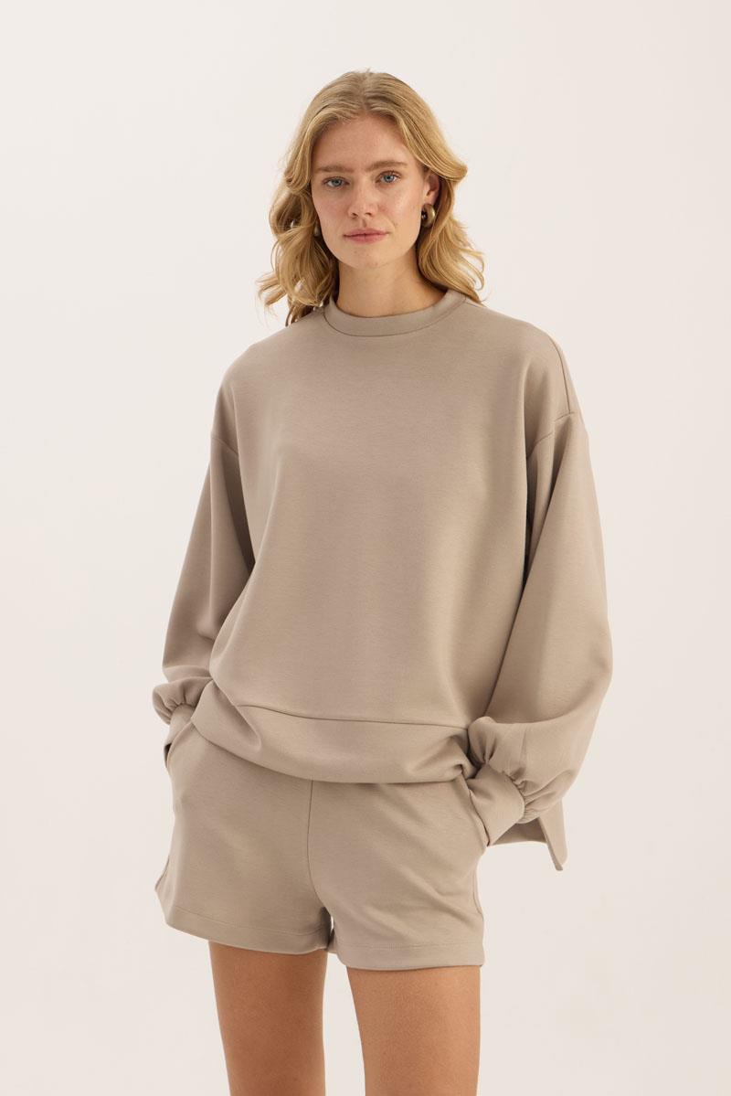 Sweatshirt Şort Açık vizon