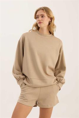 Sweatshirt Şort Koyu Vizon