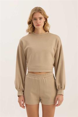 Sweatshirt Şort Koyu Vizon