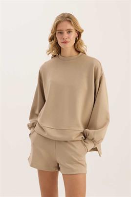 Sweatshirt Şort Koyu Vizon