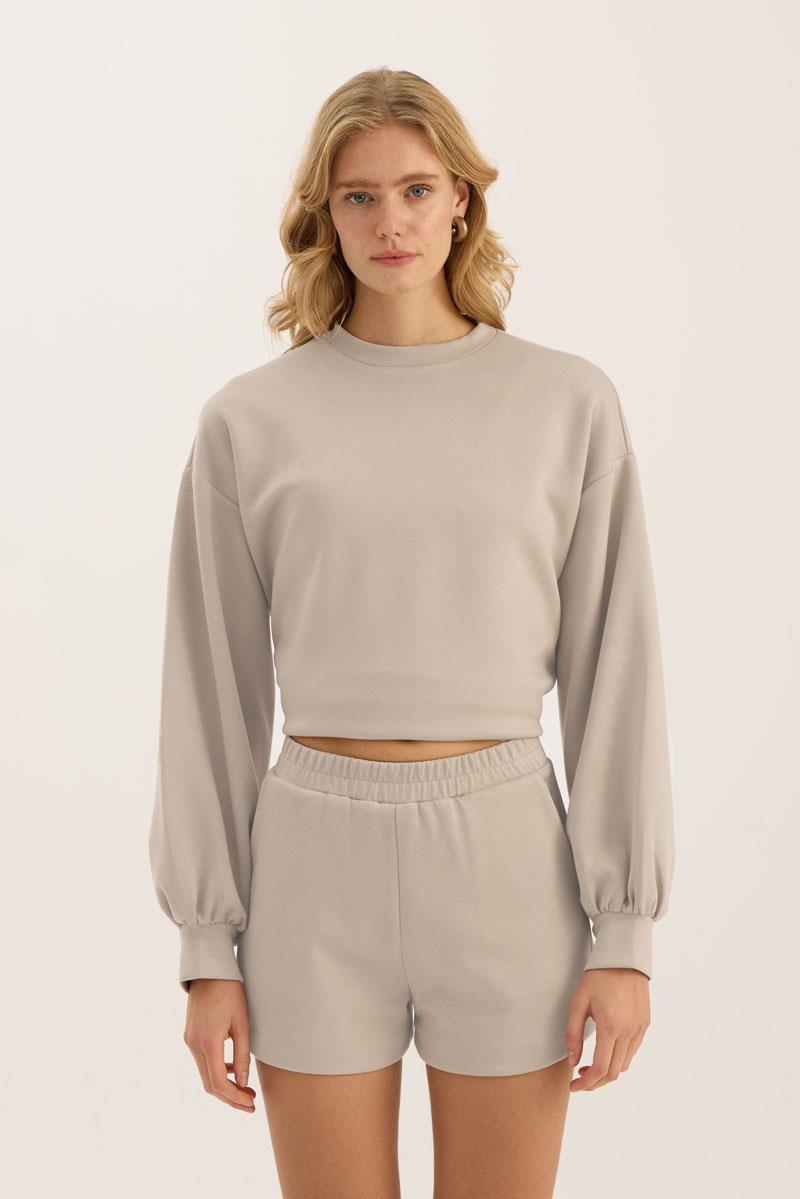 Sweatshirt Şort Taş