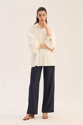 Takma Balon Kollu Gömlek Ekru