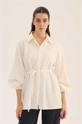 Takma Balon Kollu Gömlek Ekru