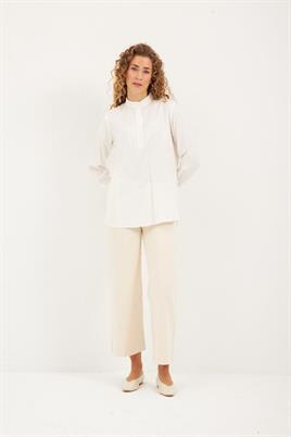 Takma Kollu Gömlek Ekru