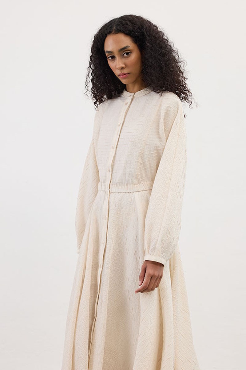 Tam Daire Tül Elbise Krem