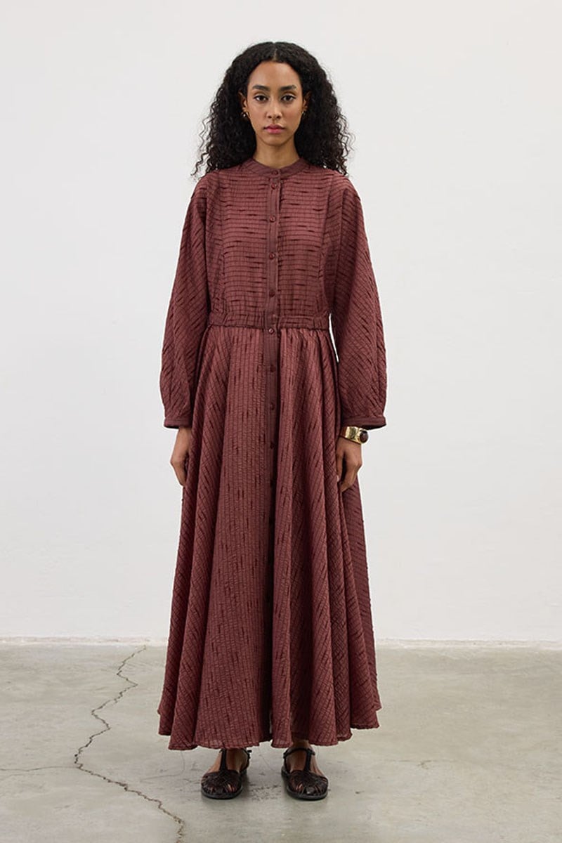 Tam Daire Tül Elbise Mürdüm