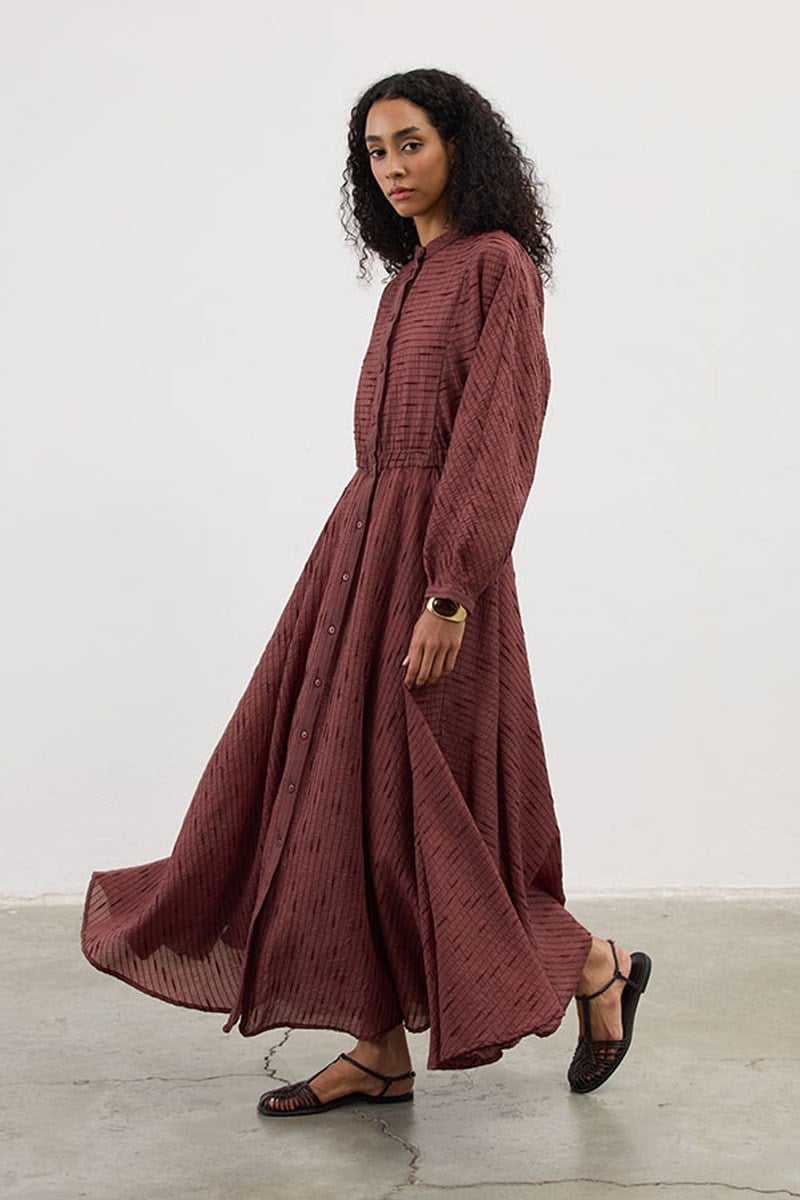 Tam Daire Tül Elbise Mürdüm