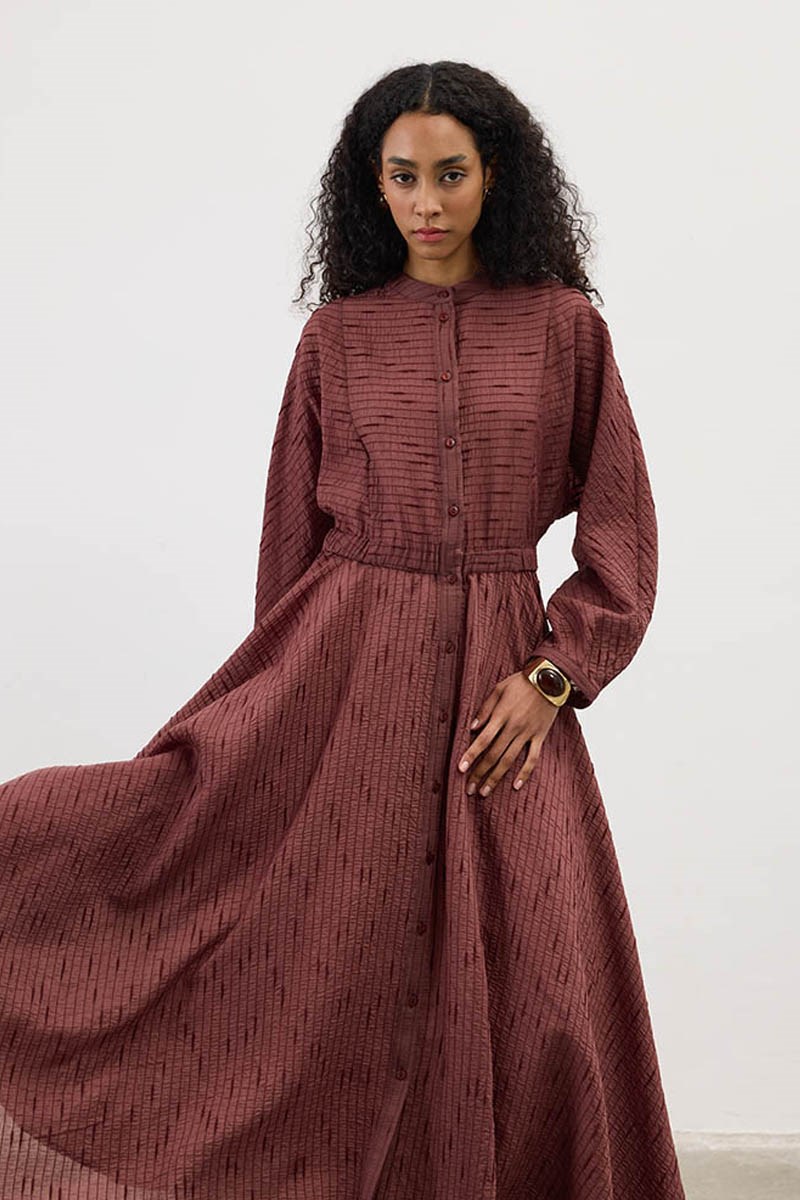 Tam Daire Tül Elbise Mürdüm