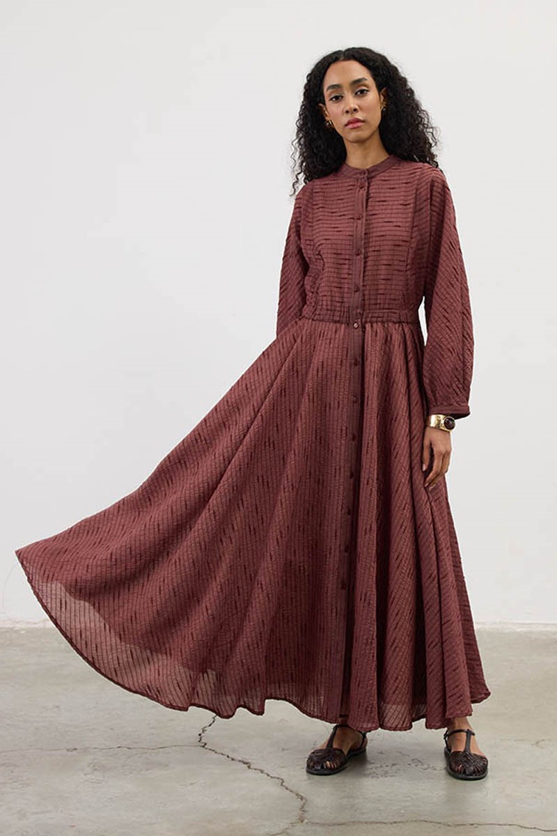 Tam Daire Tül Elbise Mürdüm