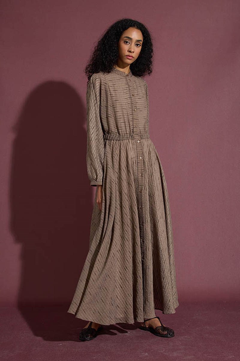 Tam Daire Tül Elbise Vizon