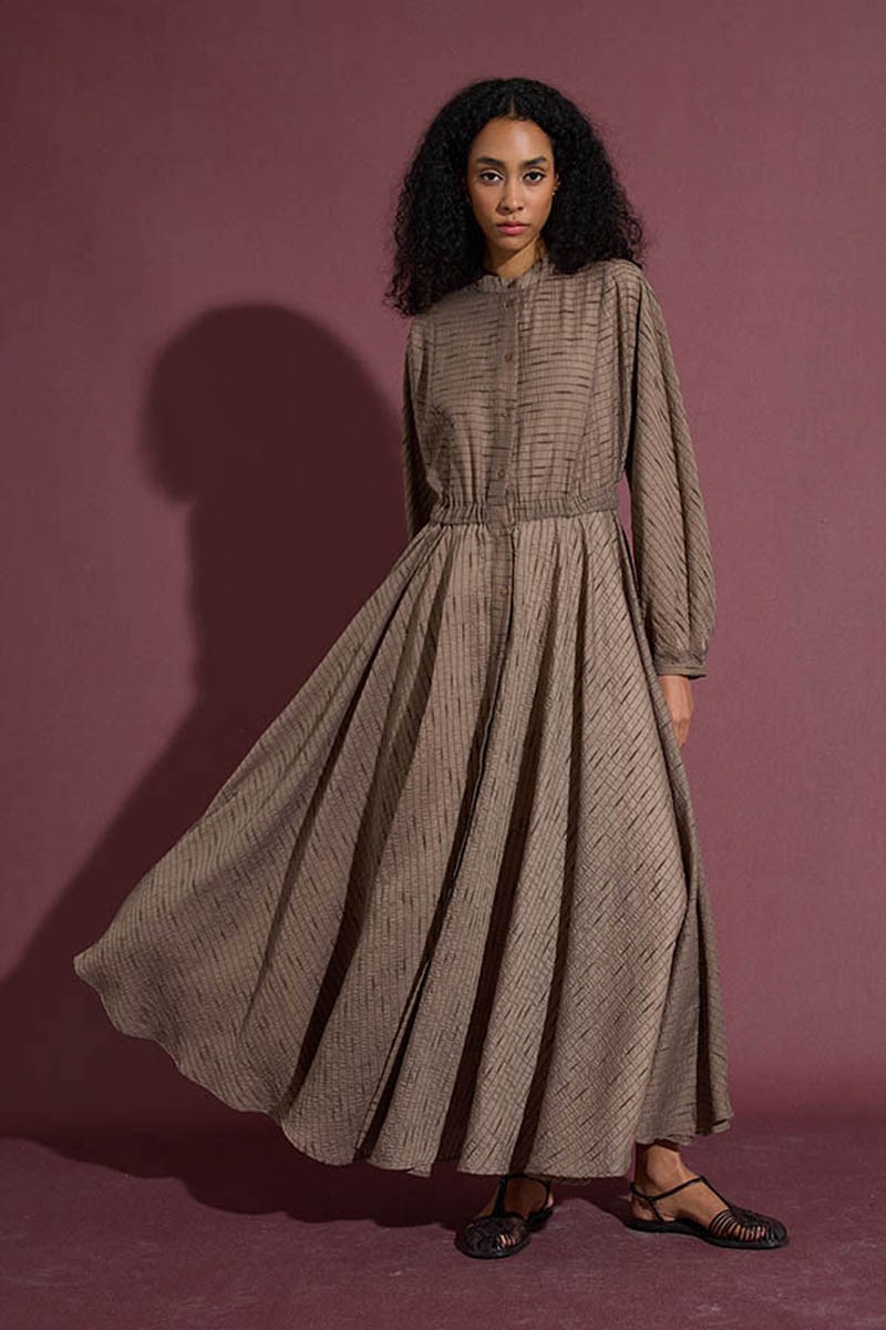 Tam Daire Tül Elbise Vizon