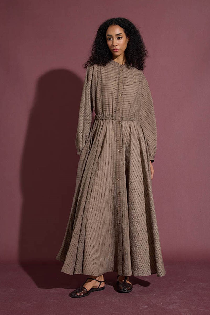 Tam Daire Tül Elbise Vizon